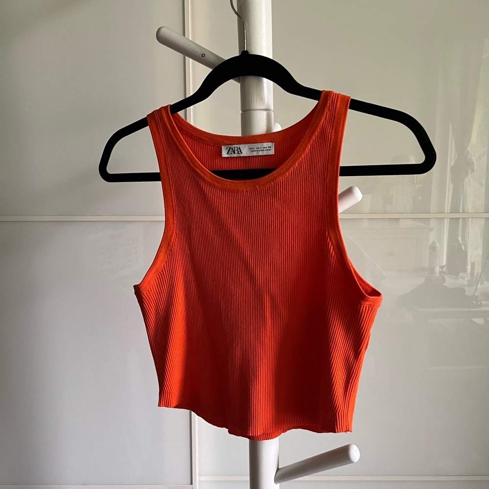 orange zara crop